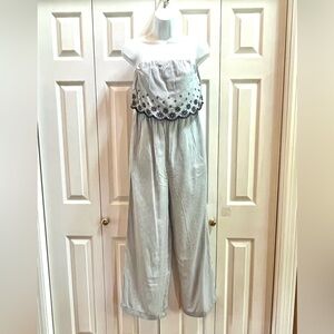 Strapless Striped Blue & White Jumper, Size Medium